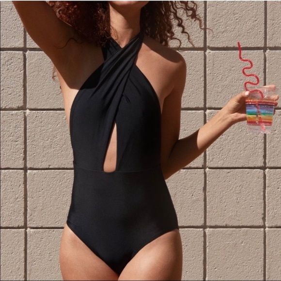 aerie Other - NWT Aerie Plunge Halter black One Piece Swimsuit L